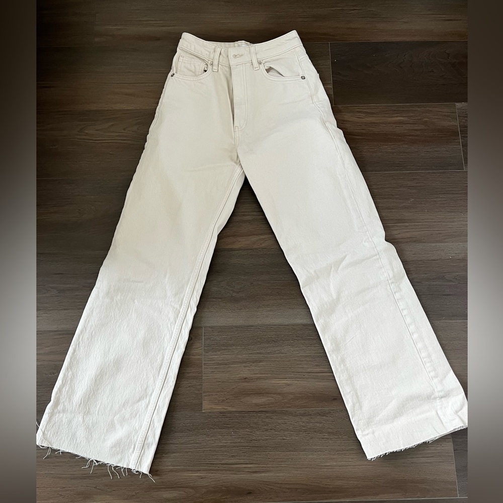 Zara wide leg jeans, white, size 2